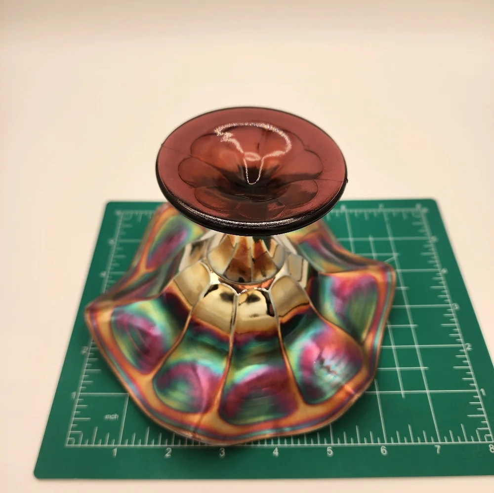 Marigold Carnival Iridescent Art Glass Candy Dish